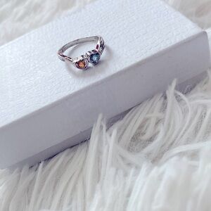 Mother’s ring sterling GO gem stone ring Sz 6